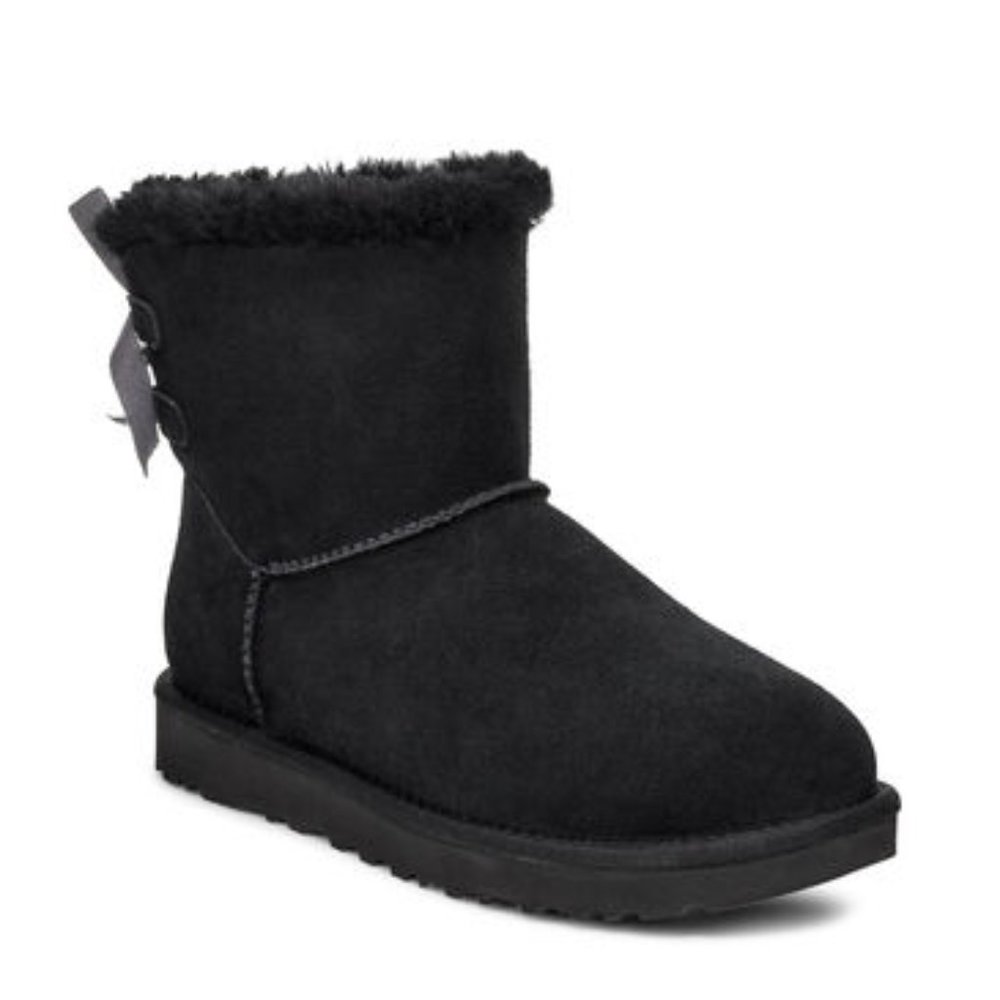 UGG MINI CONTINUITY BOW BLACK BOOT NEW IN ORIGNAL BOX - Picture 3 of 4